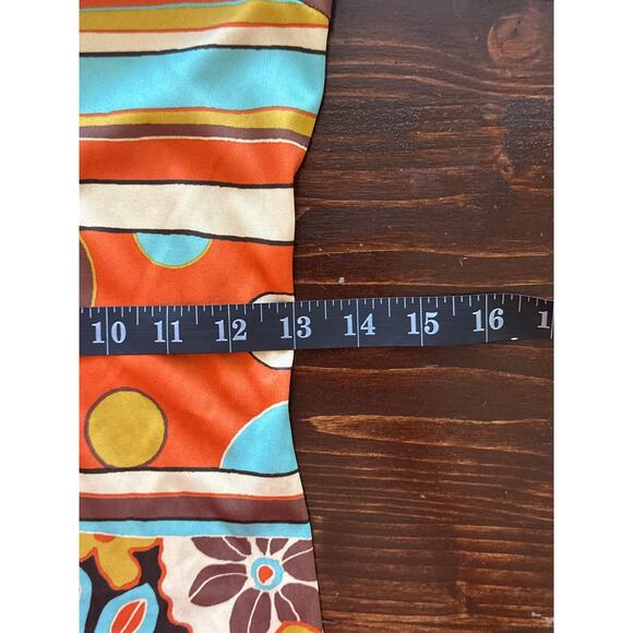 VTG 90s Does 70s daModa Boho Hippie Stripe Floral Shirt Dress S Brown Crunchy - Picture 12 of 14